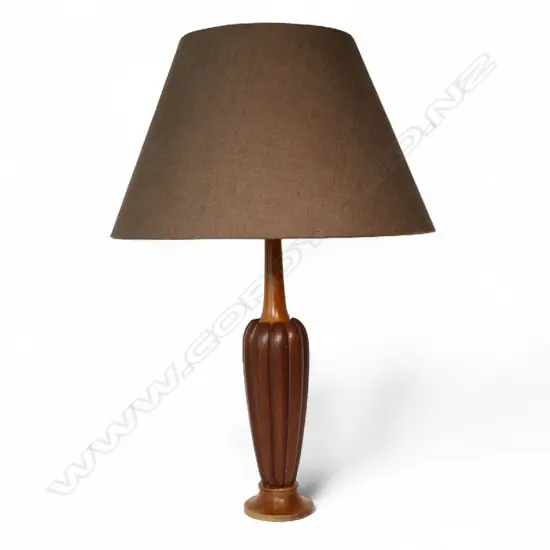 A c.1960s wooden table lamp and shade